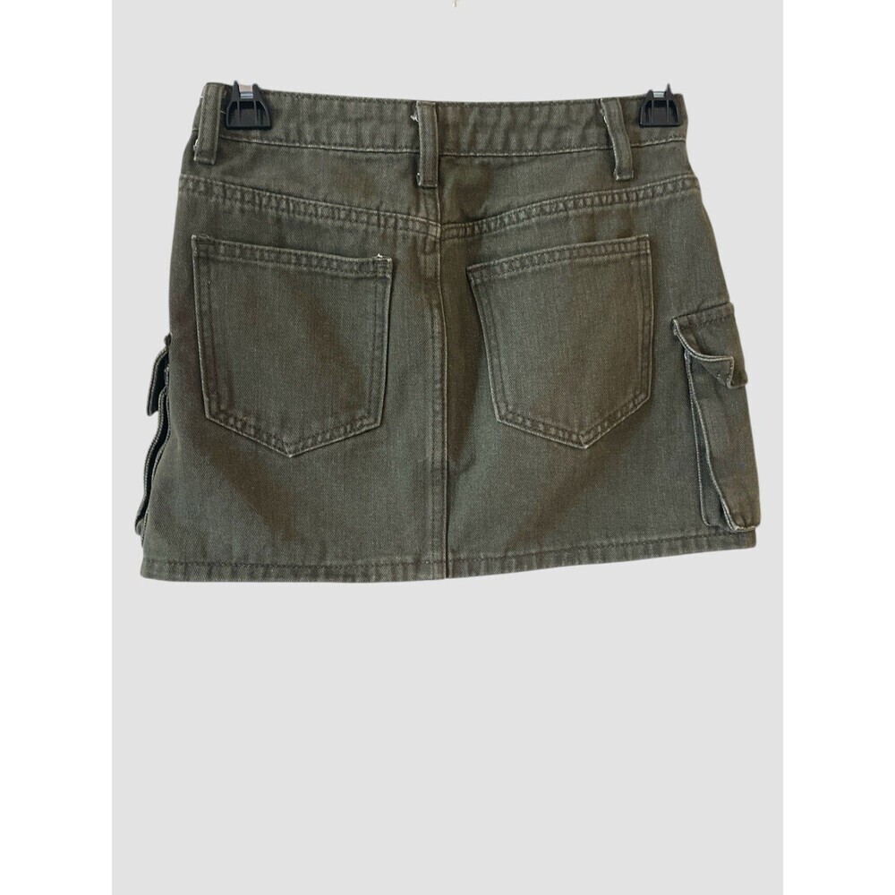 SHEIN EZwear Women's Summer Solid Color Cargo Denim Skirt Army Green Size XS 2 - Picture 4 of 5